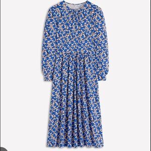 Boden Alexandra Jersey Midi Dress-Kingfisher Blue, Floweret Vine Dress size 4P